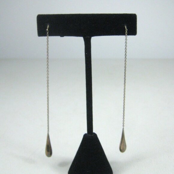 Sterling Silver Long Teardrop Dangle Chain Earrings 925 Post Party Cocktail - Picture 4 of 6